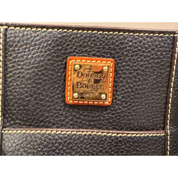 DOONEY & BOURKE LEXINGTON Black Brown Pebbled Leather Shoulder Tote Purse Bag - Picture 11 of 12